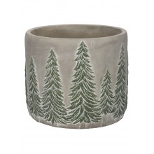 Кашпа с ели 13.7х13см Xmas Tree сива голяма
